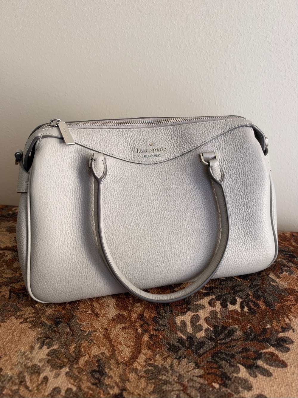 kate spade Pebbled Leather Satchel in Light Gray